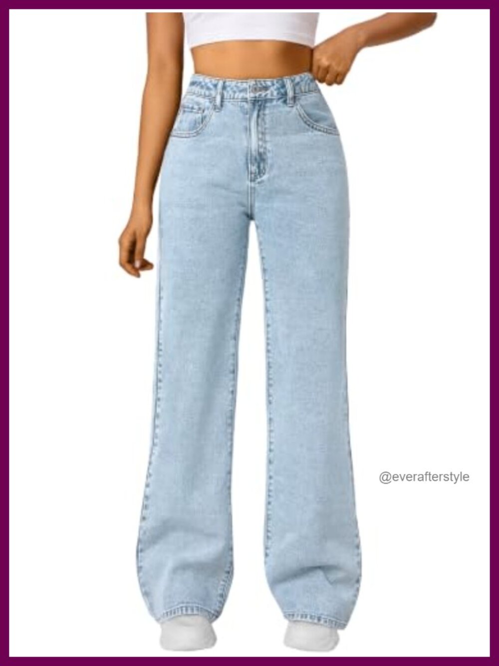 High Waisted Straight Wide Leg Stretch Jeans